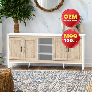 ตู้ไม้4ประตูทันสมัยคุณภาพสูงพร้อมชั้นวาง2ชั้นโต๊ะบุฟเฟ่ต์มาเลเซียปรับแต่งได้ - Product Image 1