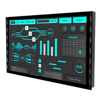 Monitor LCD Panel Industri 21,5 Inci 1920*1080 Layar Sentuh Kapasitif Garansi 1 Tahun untuk Mesin Kios ATM Casing Logam