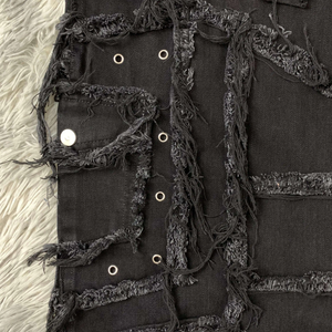 Supplier Streetwear Y2k Membuat Celana Denim Patchwork Fringe Gaya Hip Hop Jalanan untuk Pria, <span class=keywords><strong>Jeans</strong></span> Baggy Ripped - Product Image 2