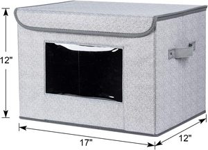 Modern Dustproof Stackable Fabric Closet <b>Storage</b> Bins with Lids for Shelves 4 Pack Gray - Product Image 2
