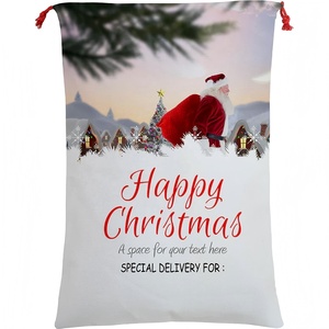 Monogram Jumbo <strong>Christmas</strong> <strong>Hessian</strong> Santa <strong>Sack</strong> Stocking Bag Personalized Sublimation Santa on the Way Present Stocking <strong>Sacks</strong> - Product Image 1