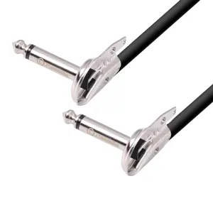 Rohs CE Certificate golden guitar cable 6.35mm right angle mono jack plug to 6.35mm right angle mono jack plug