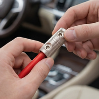Terminal de crimpado de 0/2/4/6/8/10 AWG, conector de cable automotriz de alta resistencia, terminal de cable de tierra de doble orificio para audio de coche
