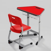 Ensemble de bureau et chaise scolaire modulaire trapézoïdal coloré, bureau collaboratif pour étudiants pour salle de classe et salle de formation