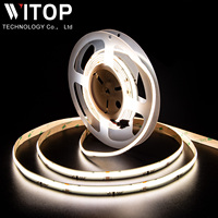 Éclairage linéaire COB 24V 360 LED/m 10mm de largeur, bande LED flexible intelligente RGB, CRI 90 élevé, PCB blanc, effet de défilement d'eau