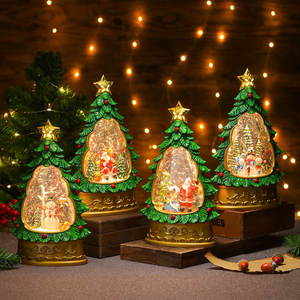 Nouvelle décoration de table d'arbre de Noë<span class=keywords><strong>l</strong></span> illuminée intérieure peinte par neige, cadeau, boîte à musique - Product Image 2