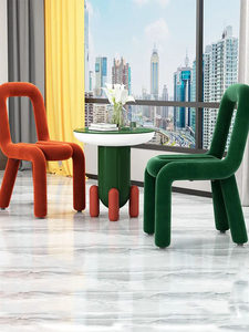 <span class=keywords><strong>Chaise</strong></span> de salle à manger en métal de <span class=keywords><strong>style</strong></span> <span class=keywords><strong>nordique</strong></span> avec revêtement en laine cachemire, fonction mobile, design minimaliste pour bureau et chambre - Product Image 4