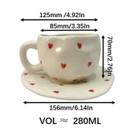 Tasses à café en céramique faites à la main de 280 ml avec assiettes, mugs irréguliers, ensemble de tasses pour le thé de l'après-midi, cadeau pour couple