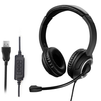 Casque de centre d'appels USB avec microphone antibruit, casque PC pour réunion en ligne, apprentissage des enfants