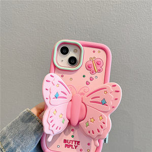 เคสโทรศัพท์พับได้เป็นรูปผีเสื้อ3D น่ารักสำหรับ <span class=keywords><strong>iPhone</strong></span> 13 PRO MAX 14 <span class=keywords><strong>11</strong></span> 12เคสด้านหลังเป็นซิลิโคนนิ่มกันกระแทก - Product Image 5