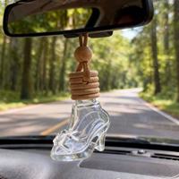 Flacon de parfum de voiture portable rechargeable de 8 ml, vide, avec bouchon à vis, diffuseur d'air suspendu en verre, en forme de talons hauts