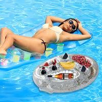 Joyee Factory flotteur de boisson transparent de grande capacité porte-gobelet flottant gonflable barre flottante avec 8 trous pour piscine de plage