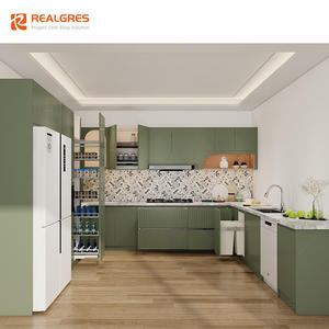 Realgres armadi da <span class=keywords><strong>cucina</strong></span> personalizzati di fascia alta con finitura opaca verde e isola a scaffale <span class=keywords><strong>aperto</strong></span> per armadi da <span class=keywords><strong>cucina</strong></span> - Product Image 4