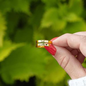 Bijoux <span class=keywords><strong>Cure</strong></span> Acier Inoxydable Ouverture Bague Inspirante Just Breathe Lettre Anneaux Gravé Ceinture Carte Pour Hommes Et Femmes - Product Image 2