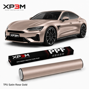 ฟิล์มหุ้มรถยนต์ XP3M สีโรสโกลด์ด้าน ผลิตจาก TPU สีซาติน เคลือบ PPF หนา 7.5 มิล ซ่อมแซมตัวเองได้ ป้องกันรอยขีดข่วน ป้องกันการเหลือง ฐาน TPU จาก Covestro - Product Image 1