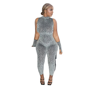 857 Nouvelle combinaison sans manches à imprimé léopard, dos nu, à lacets, élastique, avec gants intégrés - Product Image 4