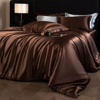 Parure de lit de luxe moderne en polyester tissé, couleurs unies, ensemble draps et housse de couette, 300 fils/cm², toutes saisons