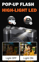 Nieuwste 5K Vintage Digitale Camera 64MP met Autofocus 16x Digitale Zoom 3 Inch IPS Scherm