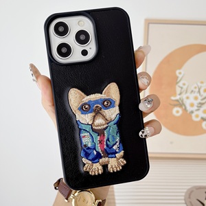 Nhà máy thiết kế mới chống sốc điện thoại thông minh bảo vệ trường hợp 3D hoa thêu da chính hãng may động vật thêu trường hợp - Product Image 5