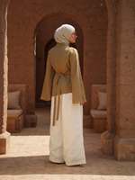 Haut en lin d'été de qualité supérieure pour femme musulmane, chemisier élégant à manches longues, tunique modeste de style arabe de Dubaï pour le hijab 2026