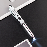 Stylo d'écriture personnalisé grec sororité 3-en-1 lumière LED stylet de précision captif avec stylo multifonction à écran tactile