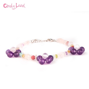 Pulsera de cuarzo amatista de cristal Natural CL, diseño de cuentas de flor bonita chapada en oro para regalo de fiesta de aniversario de boda - Product Image 2