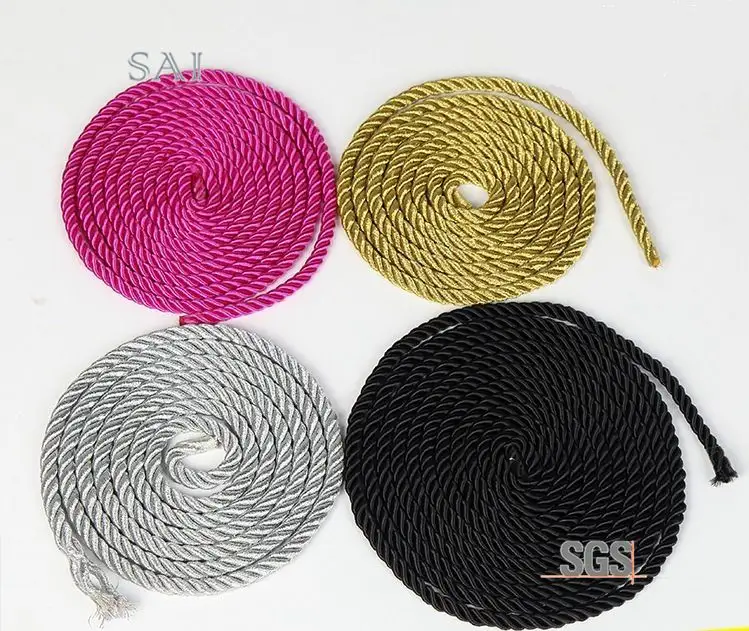 Manufacturer Customized Polyester Sparkling Braided Rope Lurex Twist Cord