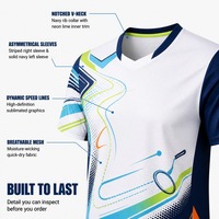 Fabricant OEM ODM, maillot de badminton et de tennis personnalisé à séchage rapide, respirant, col en V, impression par sublimation, uniforme d'équipe pour match