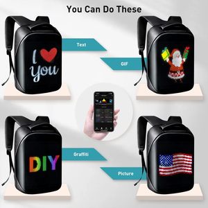 Laptop <b>Backpack</b> 20-39L Programmable Led Screen Waterproof Unisex Travel Motorcycle <b>Backpack</b> - Product Image 2