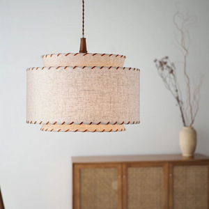 Lampe suspendue en tissu de style nordique japonais, ronde, E27 LED, pour chambre à coucher, bureau, décoration de la maison - Product Image 3