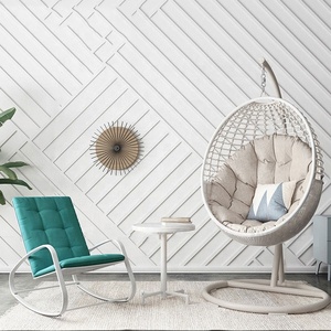 canne en osier de jardin modernes blancs chaises à oeufs suspendues en rotin en métal de porche de patio extérieur avec support - Product Image 5