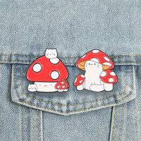 En gros, Pin's en émail souple et métal, motifs chat mignon et champignon, style Kawaii, personnalisables en gros, pour sac à dos