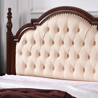 Lit capitonné de luxe de style américain, lit en bois massif, lit double sur mesure, lit de mariage, lit king-size, ensemble de meubles de villa.