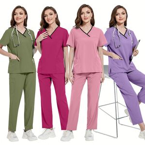 OEM Custom Logo <b>Doctor</b> Nurse Scrubs Uniform Hospital Beauty Salon Spa Technician Women Scrubs Polyester Spandex Uniforms <b>Sets</b> - Product Image 3