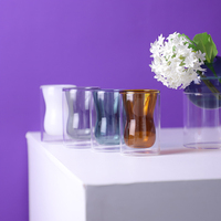 Mug en verre borosilicate à double paroi, résistant à la chaleur, fait main, coloré, 100 ml, style minimaliste, pour café, yerba maté, thé, expresso
