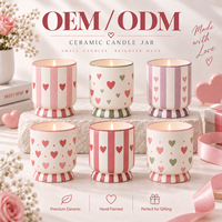 Pot de bougie en céramique décoratif, parfum d'ambiance romantique, motif rayé en forme de cœur peint à la main, logo personnalisé, marque privée