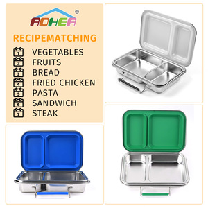 Bán Buôn 2 Khoang 304 Đồng Bằng Thép Không Gỉ Bento <span class=keywords><strong>Box</strong></span> Với Silicone Nắp Trẻ Em Kim Loại Hộp Ăn Trưa Với Thực Phẩm Jar - Product Image 4