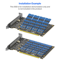 بطاقة محول PCIe X16 بـ 4 منافذ M.2 NVMe، تتطلب تقسيم PCIe للاستخدام المكتبي، تدعم أقراص SSD مقاس 2230/2242/2260/2280، متوفرة في المخزون