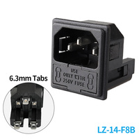 Enchufe Industrial LZ-14-F8B de 6.3MM con 3 Salidas, de Cobre/Nylon/Latón, con Fusible de 10A, Uso General