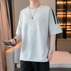 Novedad de verano, camiseta de manga corta de tendencia de ocio simple para hombre, camisetas holgadas de Joker con costuras de dos barras de talla grande, cómodas y geniales - Product Image 3