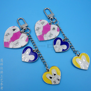 Porte-clés personnalisé en forme de cœur d'animal de dessin animé, pendentif en métal et résine époxy, cadeau d'entreprise, accessoire promotionnel - Product Image 3