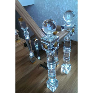 Lüks yenileme malzeme merdiven korkuluk el oyma roma sütunu kristal cam kol dayama diğer kristal el sanatları ürün kategorisi - Product Image 5