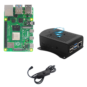 Hot Sale <span class=keywords><strong>Raspberry</strong></span> <span class=keywords><strong>Pi</strong></span> 4 Modell B Komplettes Entwicklungsplatinen-Kit 4GB/8GB Optionen Metall gehäuse Lüfter Kühlkörper Kabel Netzteil für - Product Image 1