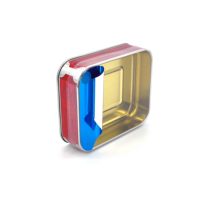 Boîte en fer blanc rectangulaire personnalisable avec couvercle à charnière, finition laquée, impression offset, marque privée, pour rangement et cadeaux
