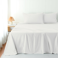 Ensemble de quatre pièces en satin de coton égyptien à longues fibres couleur unie des années 80 comprend une housse de couette drap de lit taie d'oreiller