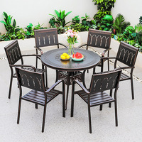 Ensemble table et chaises en alliage d'aluminium imperméable de style vintage pour cour, jardin, villa, terrasse, salle à manger