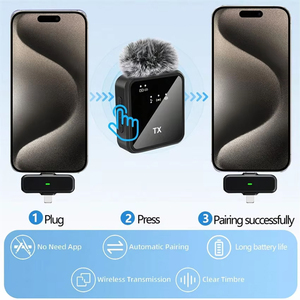 3 Trong 1 Không Dây Lavalier <span class=keywords><strong>Microphone</strong></span> Cho iPhone Android Máy Ảnh Loại C Tiếng Ồn Mic Cho Ngoài Trời Sống Ghi Âm Phỏng Vấn Vlog - Product Image 4