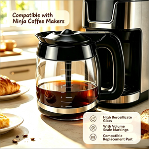Carafe à café en verre borosilicate fiable de 12 tasses, carafe de remplacement pour cafetière Ninja, 60 oz, prix promotionnel - Product Image 1