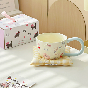 Mug en céramique mignon avec de grandes oreilles de chat, 300 ml, mug à café et à eau de grande valeur pour couple, compagnon quotidien à la maison, cadeau - Product Image 6