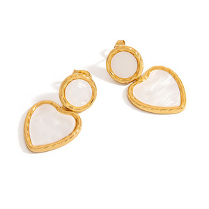 ต่างหูสแตนเลสสตีลรูปหัวใจทรงหยดน้ำสำหรับผู้หญิงเครื่องประดับแฟชั่น - Product Image 5